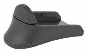 Black camera lens hood attachment on white background.