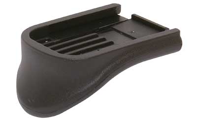 Black plastic object with grooves and flat base.