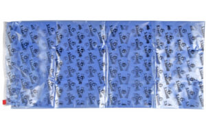 Plastic gel ice pack with blue compartments