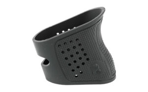 Black perforated rubber grip for firearm handle