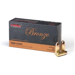 PMC Bronze 9mm Luger Handgun Ammo - 124 Grain | FMJ | 50rd Box