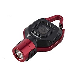 Red carabiner pocket flashlight with LED light