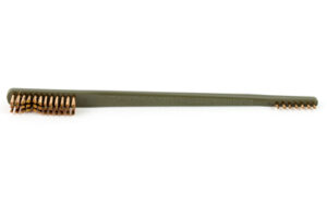 Double-sided wire cleaning brush with plastic handle.