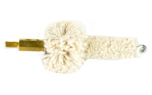 Cleaning tool with brass and wool components.
