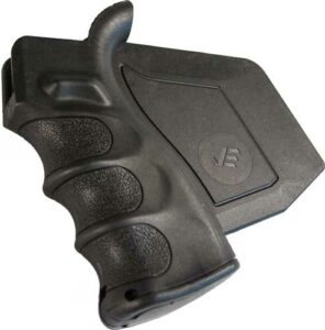 Black ergonomic handle with textured grip design