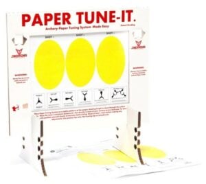 Archery paper tuning system for precise arrow calibration.