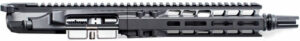 Black rifle upper receiver with rail.