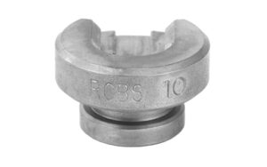 Metal shell holder with RCBS 10 engraving