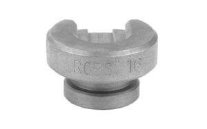 Metal shell holder for reloading ammunition.