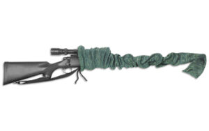 Rifle with a green protective cover