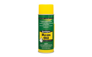 Remington Rem Oil spray can, yellow and green.