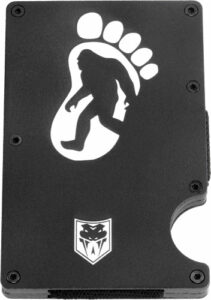 Metal wallet with Sasquatch footprint design
