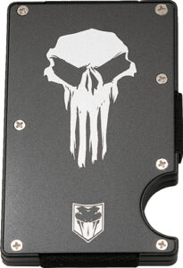 Metal wallet with skull design