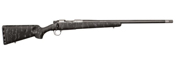 Bolt-action rifle with textured black finish.