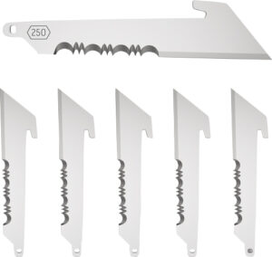 Set of six serrated knife blades
