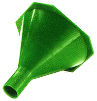 Green plastic funnel for pouring liquids