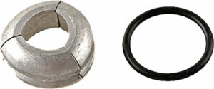 Metal collar and black rubber ring gasket