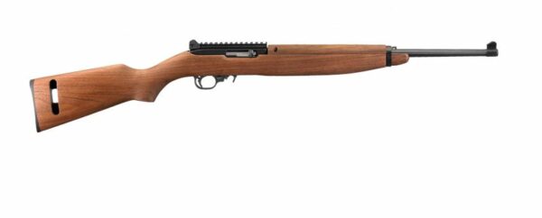 Wooden hunting rifle on white background.