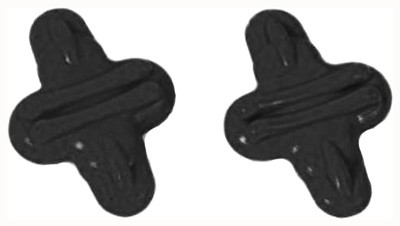 Two black cross-shaped objects on white background.