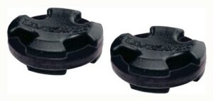 Two black rubber vibration dampeners