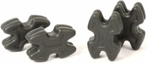 Two pairs of cross-shaped dumbbells on white background.