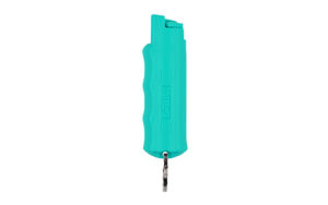 Teal pepper spray keychain for self-defense