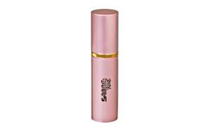 Pink lipstick tube with gold accent