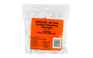 Cotton cleaning patches for .30 cal firearms.