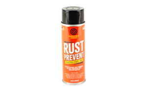 Rust prevent spray can, orange and black design.