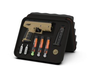 Non-lethal self-defense kit with CO2 cartridges.