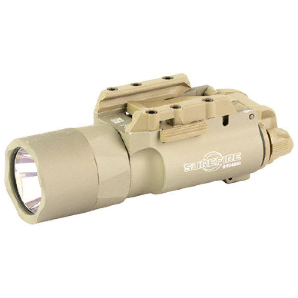 Tactical tan flashlight with rail mount attachment