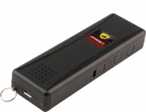 Portable electronic breathalyzer with keychain attachment.