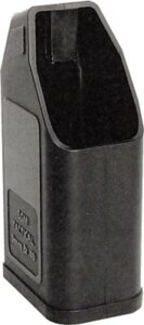 Black plastic ammunition magazine speed loader