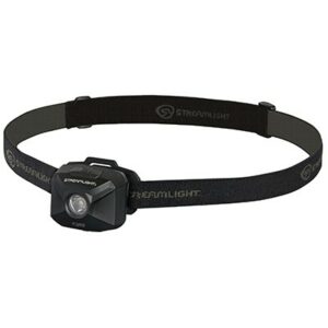 Black Streamlight headlamp with adjustable strap.
