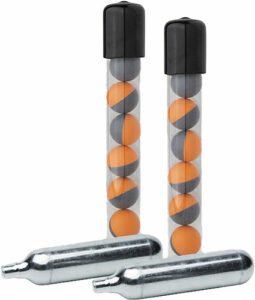Two tubes with balls and cartridges