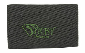 Sticky Holsters logo on textured black surface