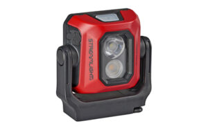Compact red LED task light on stand