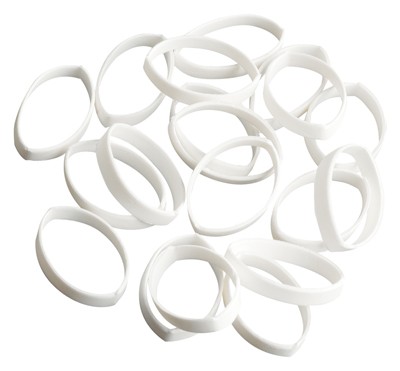 Pile of white rubber bands.