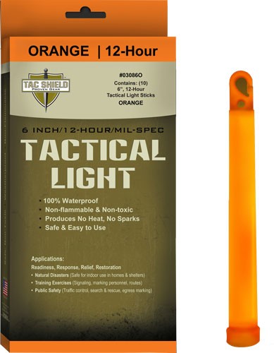Tac Shield orange tactical light stick packaging.