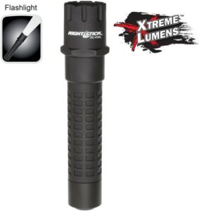 Black tactical flashlight, Xtreme Lumens branding.