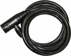 Coiled black cable lock for security