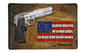 Gun on Second Amendment themed mat