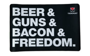Text: Beer, Guns, Bacon, Freedom; Tekmat logo.