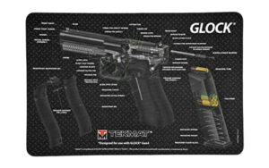 Glock gun parts diagram and cleaning mat.