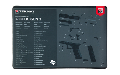 TekMat Glock Gen 3 gun mat showing parts diagram.