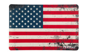 Distressed American flag themed TekMat gun accessory.