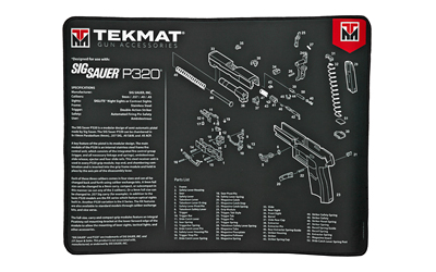 TekMat SIG SAUER P320 gun cleaning mat diagram.
