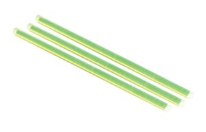 Three green glow sticks on white background.