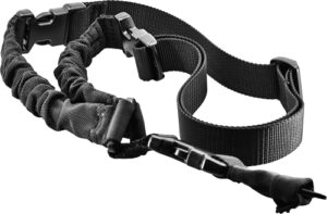 Black tactical belt with buckles and clips.
