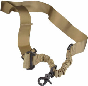 Tan tactical rifle sling with adjustable strap